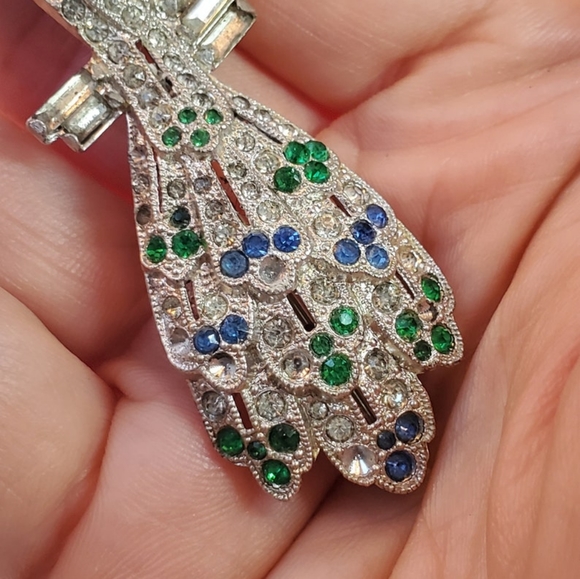 Vintage Mid Century Modern Peacock Bird Rhinestone Crystal Brooch/Pin - Picture 3 of 7